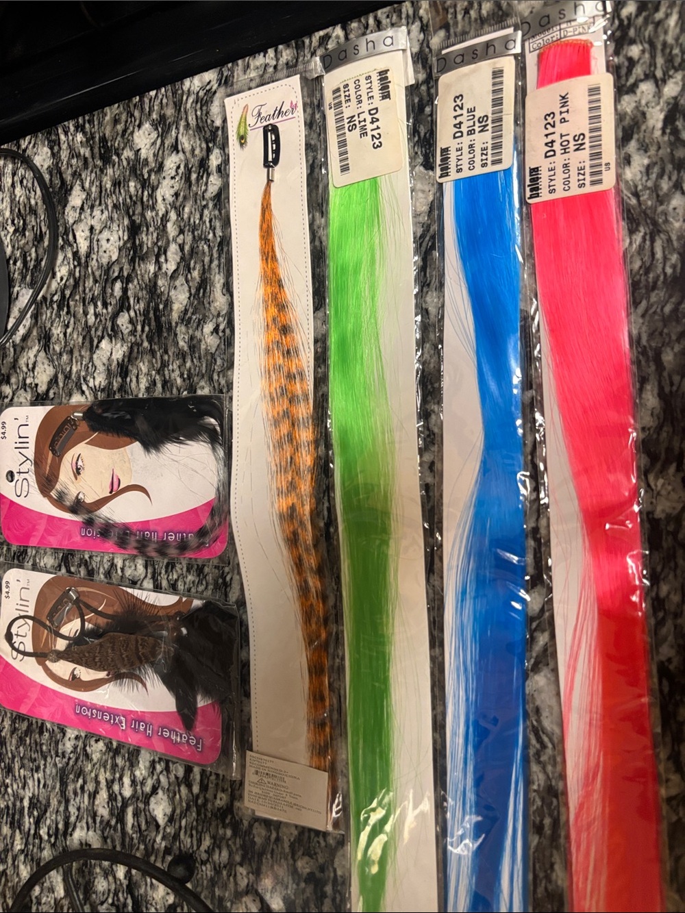 Feather Hair Extensions - Neon Pink, Blue, Green,  &feather clips